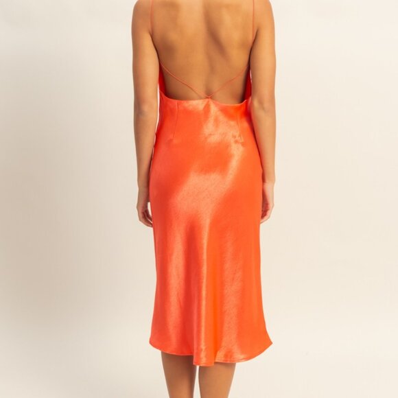HYFVE cowl Neck Satin Midi Dress-MEDIUM - Picture 1 of 2